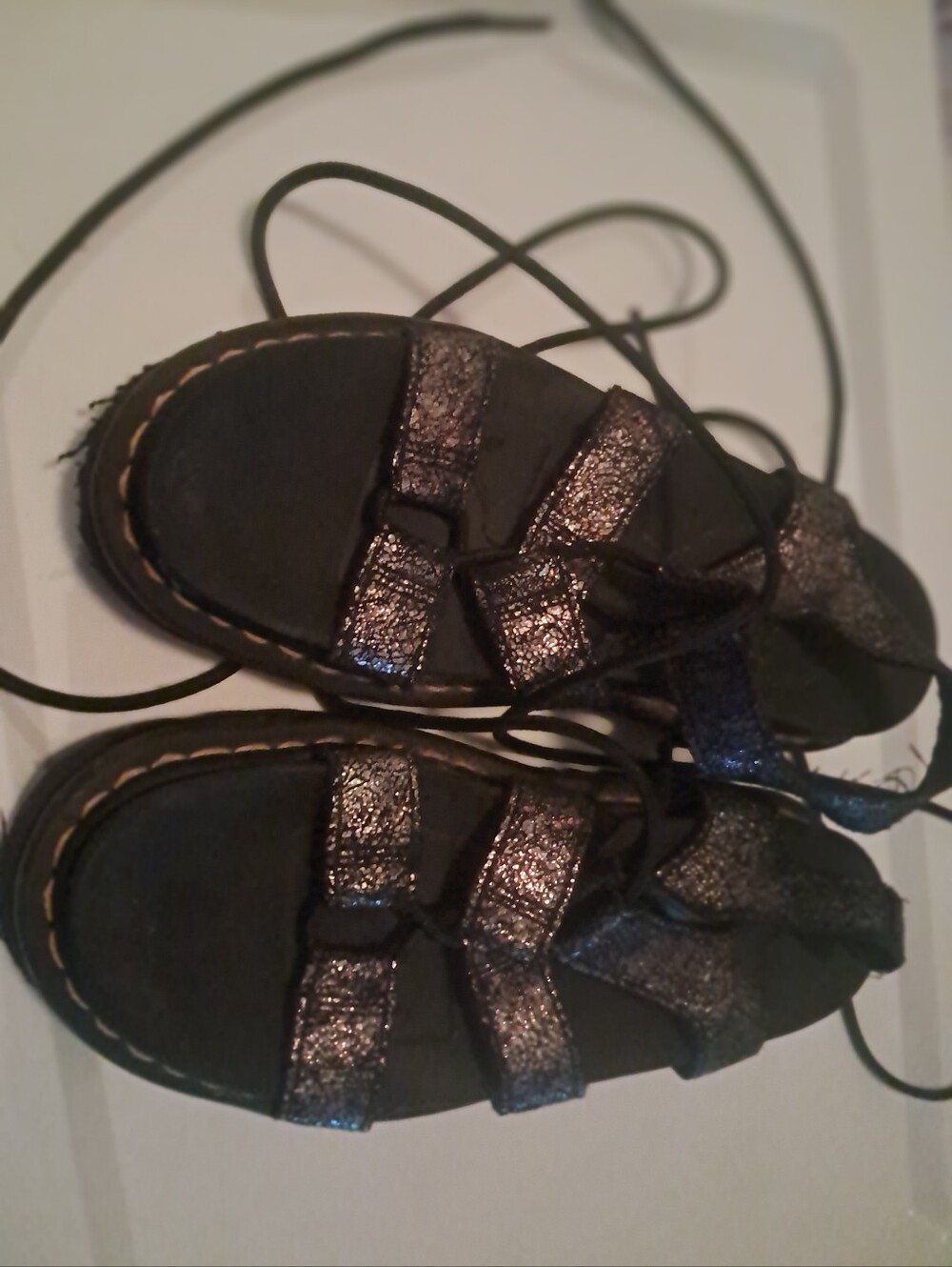 Dr.Marten Black Crackle Gladiator Sandals